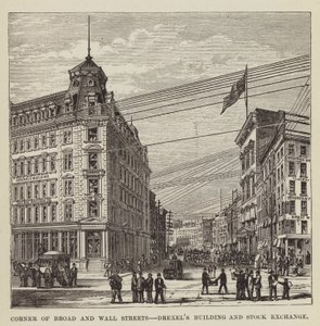 Roh Broad a Wall Street, budova Drexels a burza od George Augustus Sala