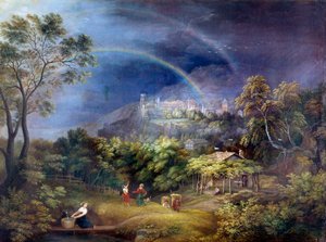 Zámek Heidelberg. Obraz Georgese Wallise (1770-1847) Ec. Ang.