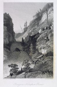 Portage in Hoarfrost River, 19. srpna 1833, z „Příběh expedice do arktické země k ústí Velké rybí řeky a podél břehů Severního ledového oceánu v letech 1833-35“, od Cap od George Back