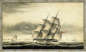 Vojenská transportní loď HMS Akbar (1806), 10. srpna od George Back