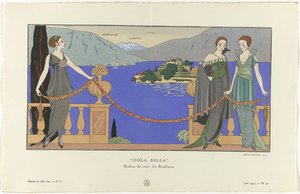 Gazette du Bon Ton, 1914 - č. 6, Pl. 57: Isola Bella/ Večerní šaty od Redferna (název na objektu)