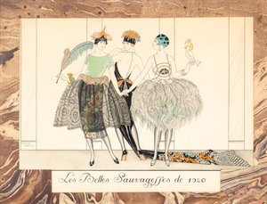Krásné Sauvageffes z roku 1920, z Le Bonheur du Jour nebo, Les Graces à la Mode, 1924. od George Barbier