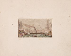 Needle-box Print: The Royal Fleet in Kilkenny Bay (?) od George Baxter