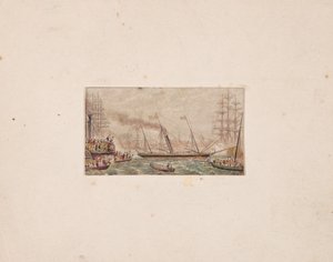 Needle-box Print: The Royal Fleet in Kilkenny Bay, 1850. od George Baxter