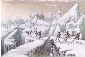 Etapy při výstupu na Mont Blanc, z British Adventure vydané Collinsem, 1947 od George Baxter