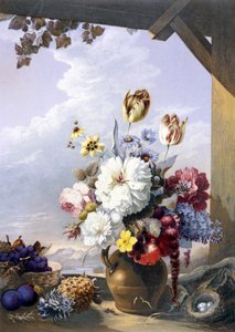 Bouda zahradníků podle obrazu J. Bartoloměje, 1856 (tisk olejovými barvami)