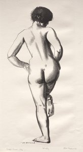 Studie aktu, dívka stojící na jedné noze od George Bellows
