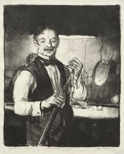 Starý kulečníkový hráč od George Bellows
