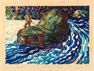 Průvodce rybaření (akvarel na papíře) od George Benjamin Luks