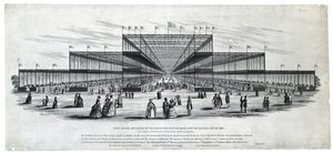 Pohled na interiér budovy v Hyde Parku pro výstavu v roce 1851. Jak bylo nakonec schváleno komisaři Jejího Veličenstva od George Berger