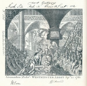 Rytý lístek na korunovační ceremonii Jiřího III. ve Westminsterském opatství 1761 1906