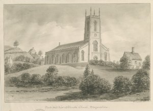 Cheadle Church: sépie kresba od George Buckler