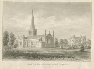 Hilderstone Church: sépiová kresba, 1841