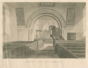 Interiér kostela Stowe: sépiová kresba