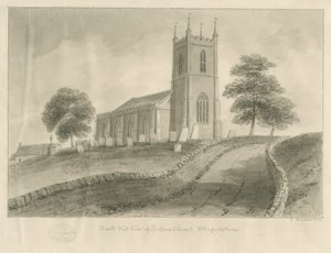 Ipstones Church: sépiová kresba od George Buckler