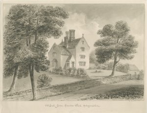 Sandon - Old Hall Farm: sépie lavírovaná kresba od George Buckler
