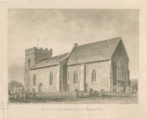Stowe Church: sépie lavírovaná kresba od George Buckler