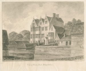 Weston-on-Trent - Hall: sépiová kresba, 1841