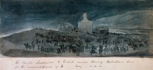 Francouzská, sardinská a turecká armáda opouštějící linie Balaklava na průzkum, circa 1854