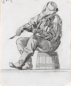 Skřipec (studie k Veselým člobrdům) (recto) od George Caleb Bingham