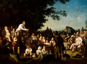 Mluvení na pařezu od George Caleb Bingham