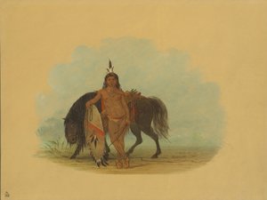 Šajenský válečník odpočívá na svém koni, 18611869. od George Catlin