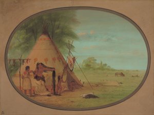 A Crow Chief at His Toilette, 18611869. od George Catlin