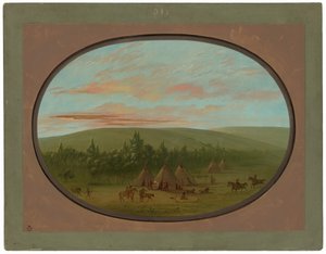 Siouxská vesnice od George Catlin