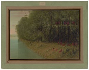 Amazonský prales - Pohled na břeh od George Catlin