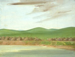 Arikara Village of Earth-Covered lodges, 1600 Miles nad St. Louis, 1832. od George Catlin