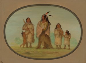 Assinneboine Warrior a jeho rodina, 18611869. od George Catlin