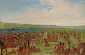 Plesová hra žen, Prairie du Chien, 1835-1836. od George Catlin