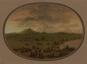 Bivak Sioux War Party při východu slunce, 18611869. od George Catlin