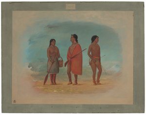 Šéf Botocudo, jeho žena a mladý muž od George Catlin