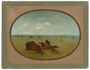 Buffalo Chase, Indiáni Sioux, Horní Missouri od George Catlin