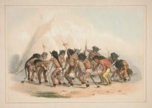 Buffalo Dance, pl. 8 z portfolia severoamerických indiánů od George Catlin