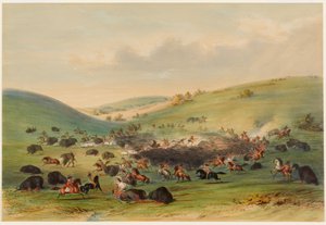 Lov bizonů, obklíčení od George Catlin