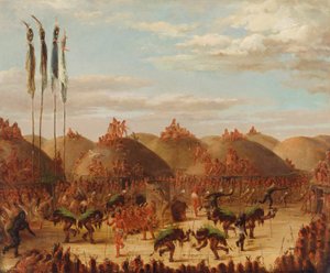 Býčí tanec, obřad Mandan O-kee-pa od George Catlin
