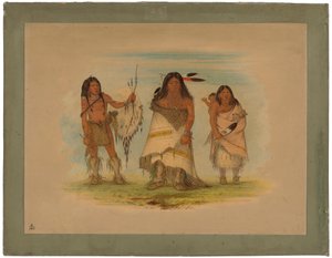 Comanche Chief, His Wife and a Warrior, 1861 (olej na kartonu nalepeném na kartonu) od George Catlin