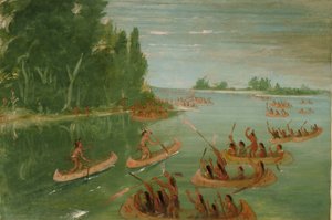 Kanoistický závod poblíž Sault Ste. Marie od George Catlin