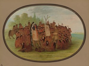 Catlin maluje portrét Mah-to-toh-pa - Mandan, 18611869. od George Catlin