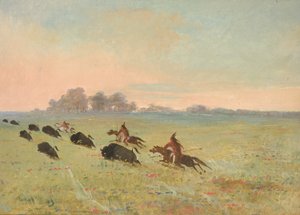 Indiáni Komančů pronásledují bizony od George Catlin