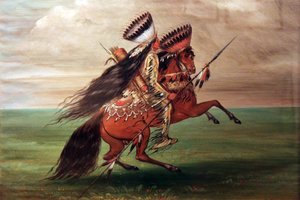 Vraní indián "Ten, který skáče přes všechny" od George Catlin