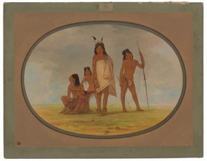 Čtyři ploskohlaví indiáni od George Catlin