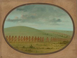 Indian File - Iowa, 18611869. od George Catlin