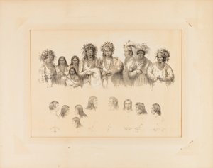 Indiáni: 9 mužských a ženských torz; 9 hlav, profilů - č. 28 od George Catlin