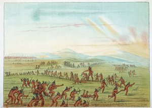 Indiáni Ameriky: výuka lovu pro mandanské děti ve věku 7 až 15 let. Ilustrace George Catlin (1794-1872) od George Catlin