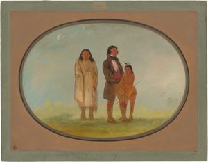 Kaskaskia náčelník, jeho matka a syn od George Catlin