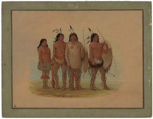 Náčelník Kiowa, jeho žena a dva válečníci od George Catlin