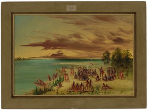 La Salle si nárokuje Louisianu pro Francii. 9. dubna 1682 od George Catlin